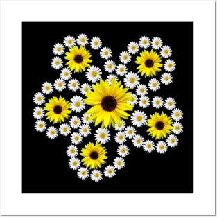 daisies sunflower blooms blossom floral daisy pattern Posters and Art